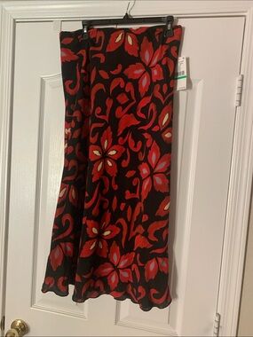 Karen Kane Black Skirt with Red Floral Print